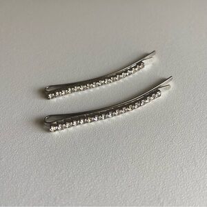 Silver Jeweled Bobby Pins Hair Accessories Wedding Evening Event, 2 Pieces
